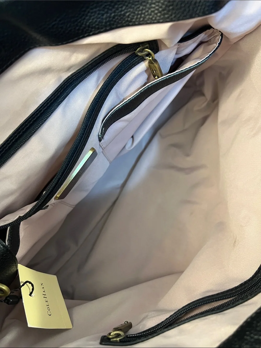 NWT Cole Haan Collection Black Leather Studded Hobo Shoulder Bag Vintage Y2K